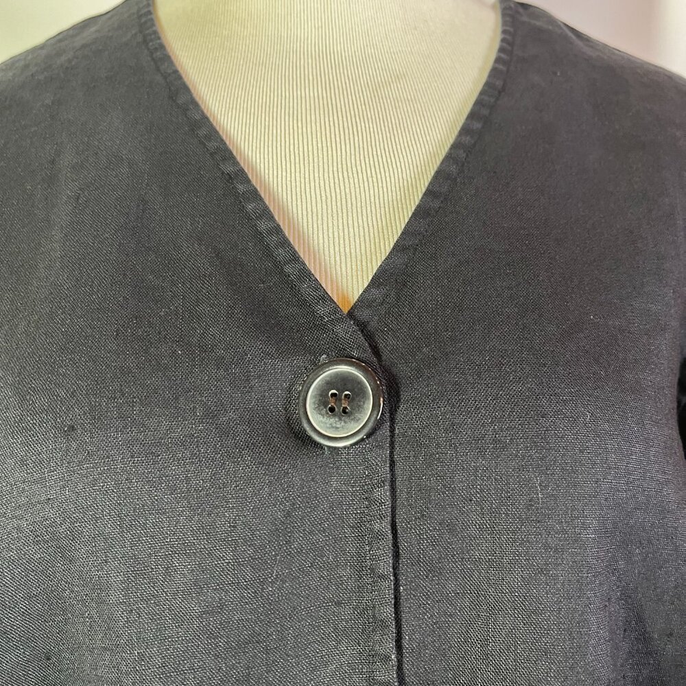 David Dart Size S Button-Front Black Linen Jacket… - image 4